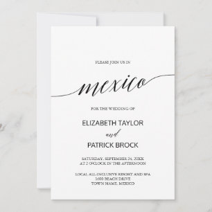 Invitation Élégante calligraphie Mexique Destination Mariage