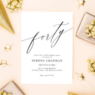 Invitation Élégante calligraphie moderne 40e anniversaire
