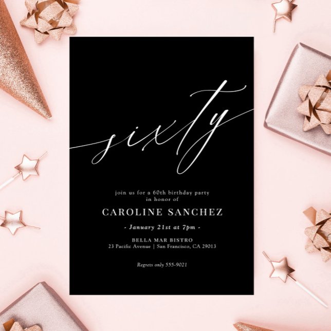 Invitation Élégante calligraphie moderne 60e anniversaire (Créateur téléchargé)