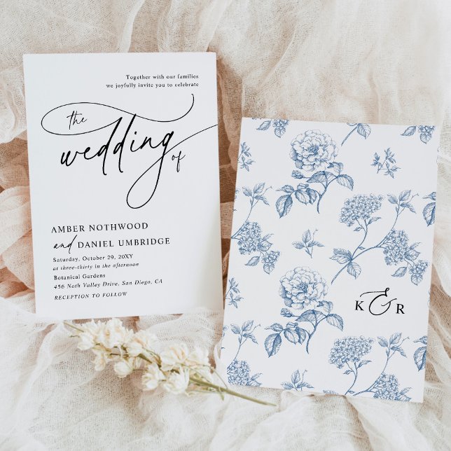 Invitation Élégante calligraphie noir et blanc Mariage de mon (Créateur téléchargé)