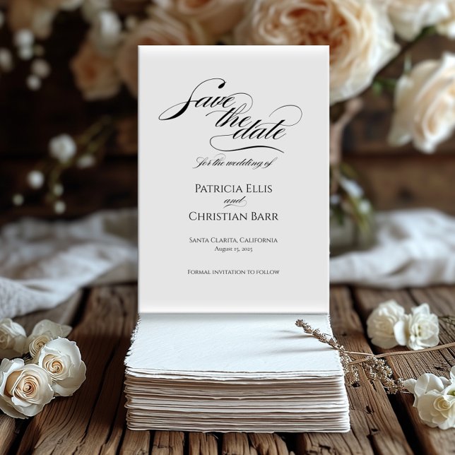 Invitation Élégante calligraphie noire Enregistrer l'invitati (Créateur téléchargé)