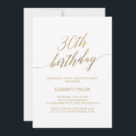 Invitation Élégante calligraphie or 30e anniversaire<br><div class="desc">Cette élégante calligraphie or 30ème anniversaire invitation est parfait pour une simple fête d'anniversaire. Le design neutre présente une carte minimaliste décorée avec une typographie romantique et fantaisiste de feuille d'or. Remarque : Ce design ne comporte pas de véritable feuille d'or. C'est un graphisme de haute qualité fait pour ressembler...</div>