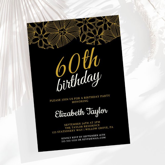 Invitation Élégante calligraphie or 60e anniversaire (Créateur téléchargé)