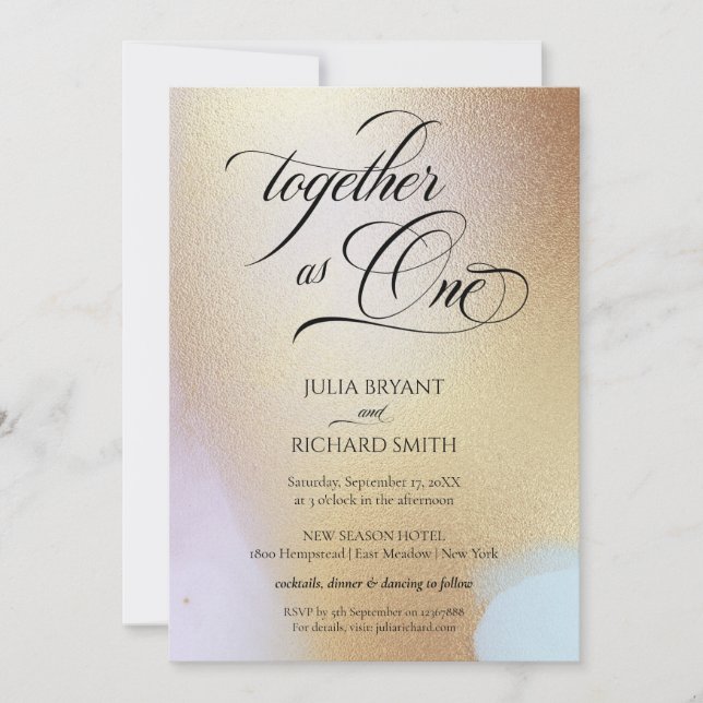 Invitation Élégante calligraphie or aquarelle moderne (Devant)