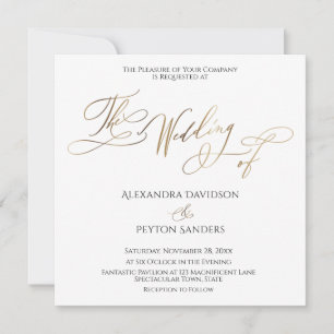 Invitation Élégante calligraphie or "Le Mariage de"