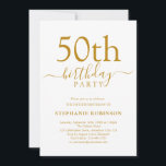Invitation Élégante calligraphie Or Moderne 50e anniversaire<br><div class="desc">Cette élégante calligraphie dorée moderne 50e anniversaire invitation est parfait pour une fête d'anniversaire simple et amusante. Facile à customiser tout le texte. Joyeux anniversaire !</div>