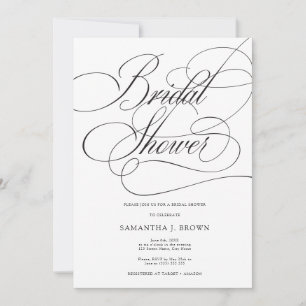 Invitation Élégante calligraphie photo Fête des mariées minim