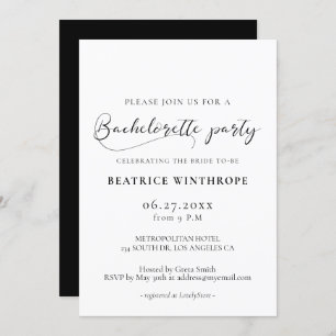 Invitation Elégante calligraphie romantique Bachelorette Part
