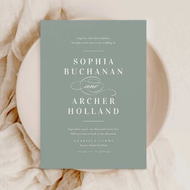 Invitation Élégante calligraphie Sage Green Mariage (Créateur téléchargé)