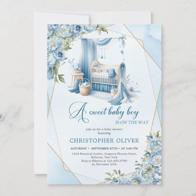 Invitation Élégante calligraphie script bébé bébé bébé enfant (Devant)