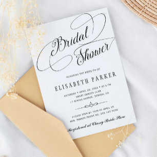 Invitation Élégante calligraphie script douche nuptiale