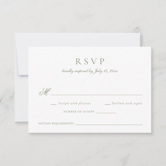 Invitation Élégante calligraphie Script Sage Green Wedding RS (Devant)