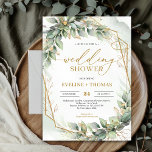 Invitation Élégante calligraphie script vert Wedding shower<br><div class="desc">La collection Boho Greenery Foliage Gold Geometry Frame mariage est une option sophistiquée et élégante pour les couples qui souhaitent ajouter une touche de charme d'inspiration naturelle à leur journée spéciale. Le mélange de verdure luxuriante, de feuillage délicat et d'or chatoyant crée une esthétique moderne et intemporelle, parfaite pour tout...</div>