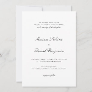 Invitation Élégante Calligraphie Simple Blanche pour Mariage