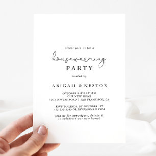 Invitation Élégante Calligraphie Simple Fête de réchauffement