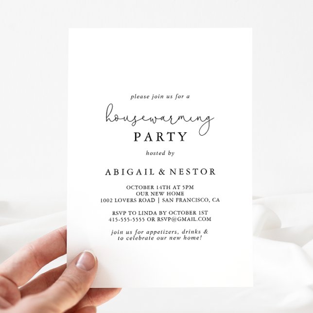 Invitation Élégante Calligraphie Simple Fête de réchauffement (Créateur téléchargé)