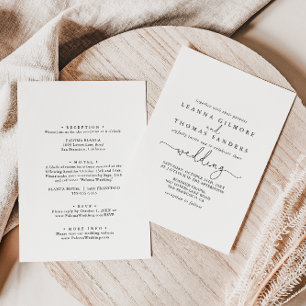 Invitation Élégante calligraphie simple Mariage avant et arri