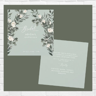 Invitation Elégante Carré Sage White Fête des mariées florale