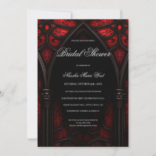 Invitation Elégante cathédrale rouge et noire Fête des mariée