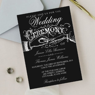 Invitation Élégante cérémonie de Mariage noir et blanc Invita