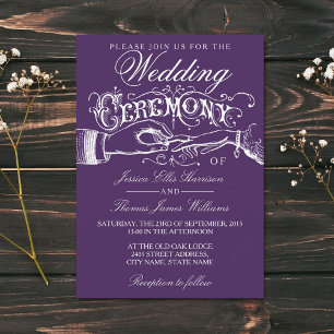 Invitation Élégante Cérémonie de Mariage violet et blanc Invi