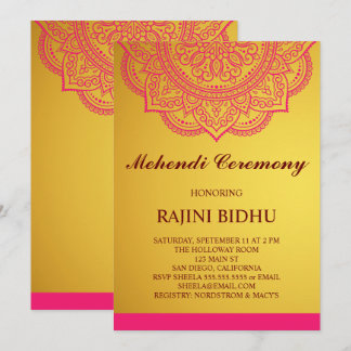 Invitation Élégante cérémonie de méditation indienne Gold Pin