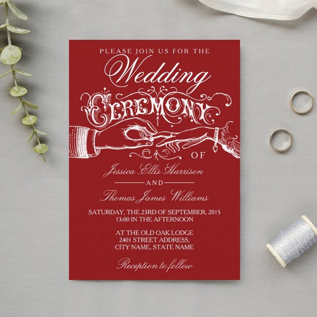Invitation Élégante cérémonie Mariage rouge & blanc Invitatio (Créateur téléchargé)