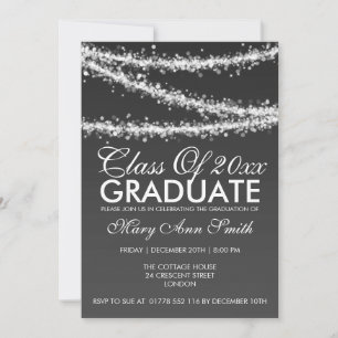 Invitation Élégante chaîne de la partie de graduation Noire