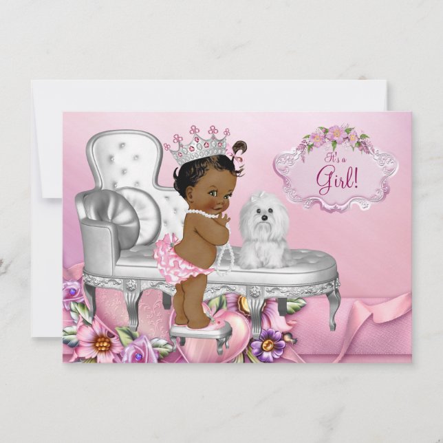 Invitation Élégante chaire Ethnic Princess Pearl Baby shower (Devant)