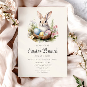Invitation Elégante Chasse Aux Oeufs De Lapin Et Brunch De Pâ