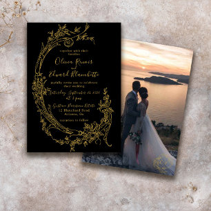 Invitation Élégante Chinoiserie baroque Vintage Mariage or