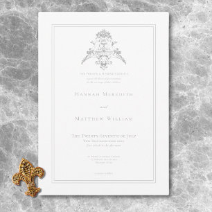 Invitation Élégante Chinoiserie gris clair Cherub Mariage