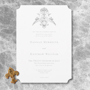 Invitation Élégante Chinoiserie gris clair Cherub Mariage