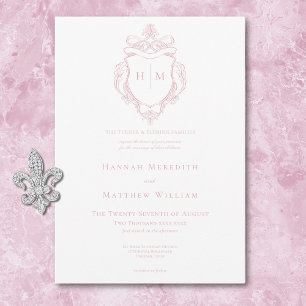 Invitation Élégante Chinoiserie rose Mariage d'oiseaux et de 