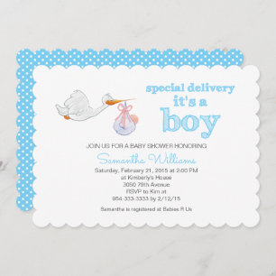 Invitation Élégante cigogne portant le BABY SHOWER de bébé GA