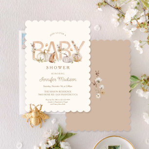Invitation Élégante Citrouille Automne Baby shower