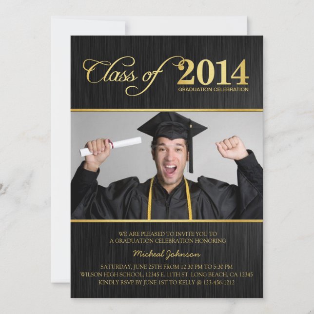 Invitation Élégante classe Black & Gold de 2014 (Devant)