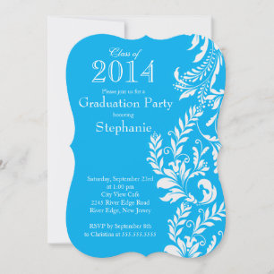Invitation Élégante classe blanche bleue du Parti des diplômé