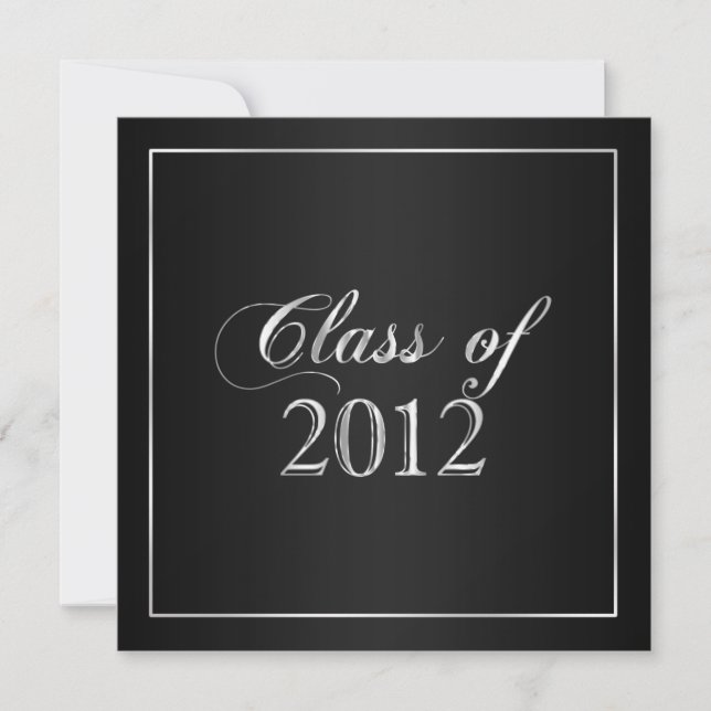 Invitation Élégante classe d'argent et de noir de 2012 (Devant)