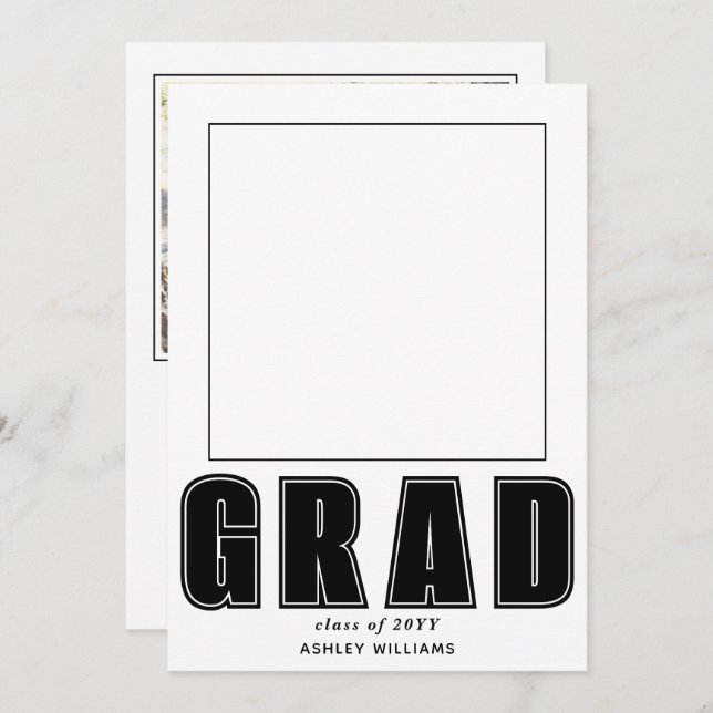 Invitation Élégante classe GRAD de la photo de graduation 202 (Devant / Derrière)