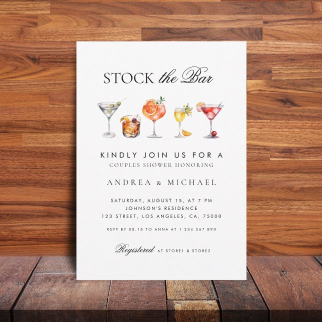 Invitation Élégante Classe Script Stock le Bar Couple Baby Sh (Créateur téléchargé)