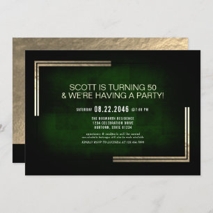 Invitation Elégante Classy Rich Green / Gold fête d'anniversa