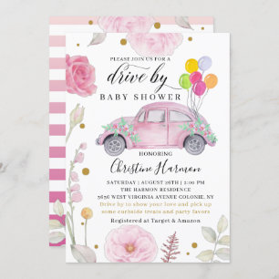 Invitation Elégante Conduite Par Baby shower Parade Rose Flor