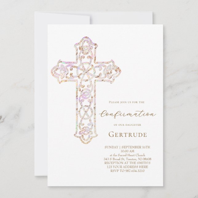 Invitation élégante confirmation croisée (Devant)
