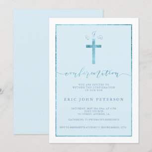 Invitation Élégante confirmation monogramme de la croix de fe