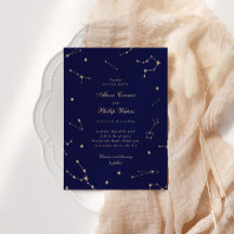 Élégante Constellation Bleu Et Or Mariage