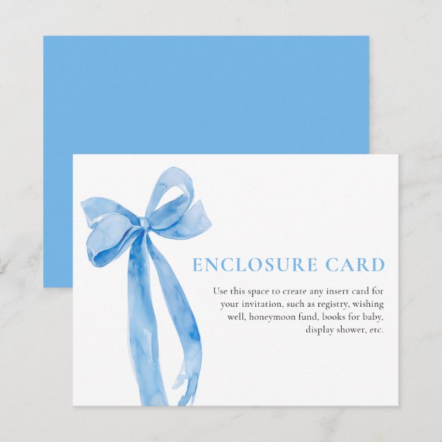 Invitation Elégante Coquette Bow Bow bleu Dusty (Devant / Derrière)