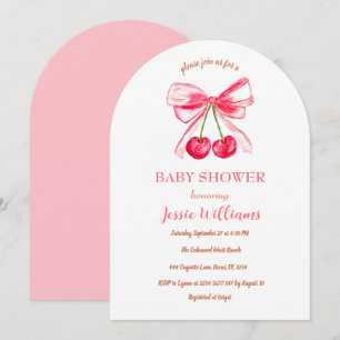 Invitation Elégante coquette Bow rose Vintage Baby shower fil