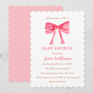 Invitation Elégante coquette Bow rose Vintage Baby shower fil