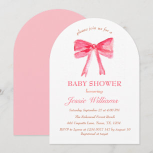 Invitation Elégante coquette Bow rose Vintage Baby shower fil